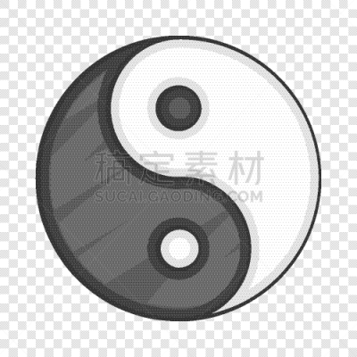 阴阳符,漫画,图标,佛,哲学家,白色,黑色,一对