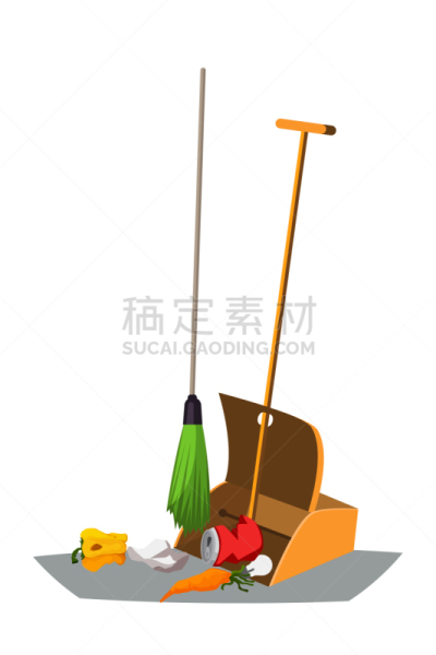绘画插图,平坦的,矢量,扫帚,一把,部分,空的,背景分离,扫毯器,清洁工