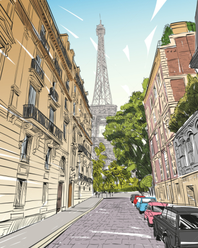 法国,草图,巴黎,埃菲尔铁塔,旅途,商务,漫画书,公园,现代,复古