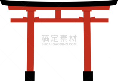 鸟居,日本,红色,日本之神道教,彩色图片,平坦的,图标,国内著名景点,撑杆跳杆