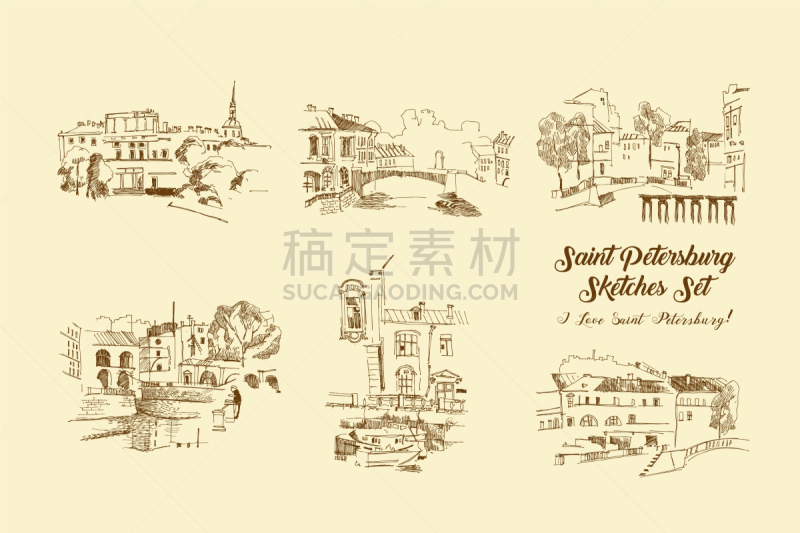 街道,草图,圣彼得堡,分离着色,现代,矢量,绘制,布置,设计,建造
