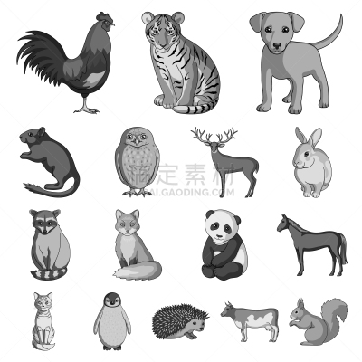 动物,分离着色,宠物,纯种犬,图像,猫,狗,猫头鹰,写实,收集