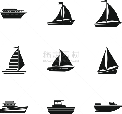 海洋,计算机图标,分离着色,数字9,帆,游艇,游艇比赛,运输,航海,收集