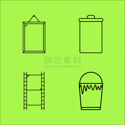 轮廓,直的,图标集,垃圾筒,矢量,油漆罐,回收桶,图像,标志,设计