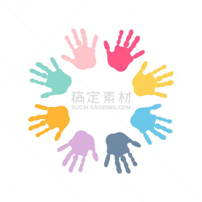 儿童,手印,多色的,多样,涂料,凌乱,想法,做,相伴,剪影