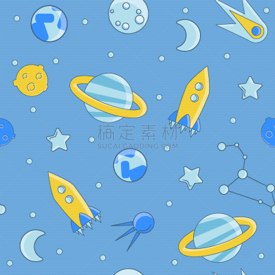 儿童,科学,太空,动画片,可爱的,太空船,纺织品,壁纸,火箭,绘制