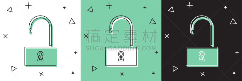 标志,安全,绘画插图,挂锁,密码,开着的,概念,矢量,计算机图标,锁
