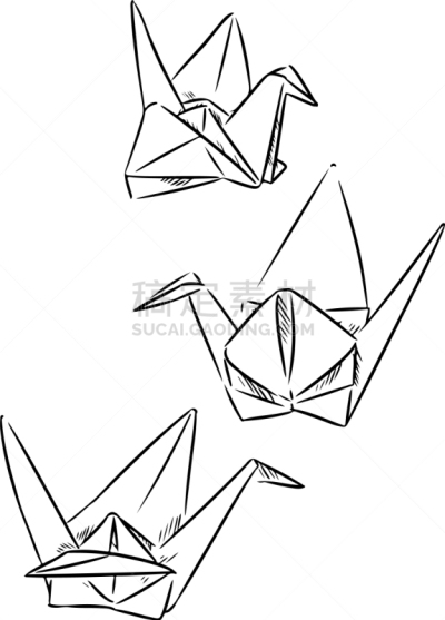 折纸工艺,天鹅,草图,乱画,纸,轮廓,亚洲,传统,几何形状,绘制
