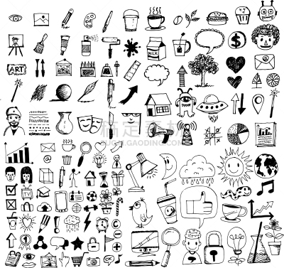 商务,乱画,图标,手,设计师,创造力,图表,绘制