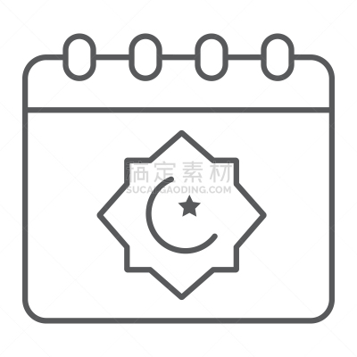 细的,白昼,数字10,矢量,标志,日历,斋月,线图标,白色背景