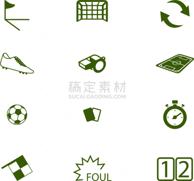football or soccer equipments icon and symbol set