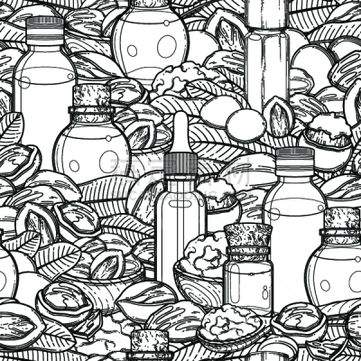 叶子,四方连续纹样,芳香疗法,插画,谢伊体育馆,华丽的,坚果,健康保健,清新,纺织品
