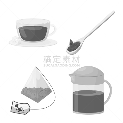 分离着色,标志,绿色,黑色,一个物体,茶,饮料,杯,茶碟,布置