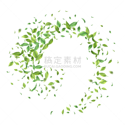 green flying leaves