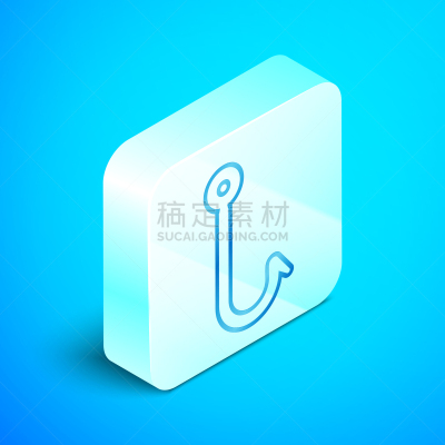 分离着色,鱼钩,计算机图标,青绿色,线条,轮廓,商务,金属,直的,钢铁