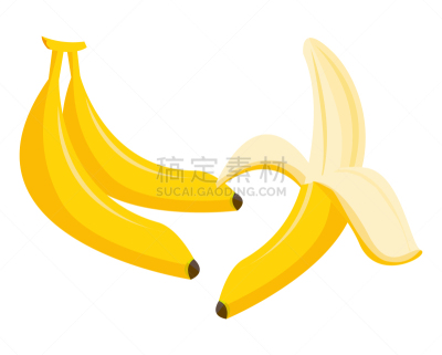 绘画插图,香蕉,矢量,热带水果,膳食纤维,清新,食品,橙色,浆果,熟的