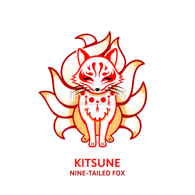 狐狸,日本人,分离着色,可爱的,亚洲,面罩,红色,面具,幻想,坐
