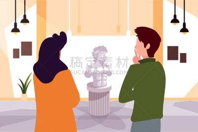 伴侣,人,现代,画廊,事件,光学设备,女人,艺术品,相伴,站