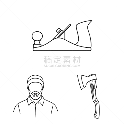 轮廓,木材,锯木厂,计算机图标,分离着色,男人,锯子,斧,收集,布置