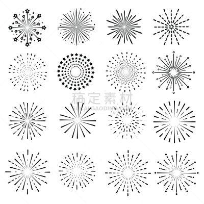 图标集,矢量,焰火,线条,新年前夕,周年纪念,事件,贺卡,背景分离,泰国