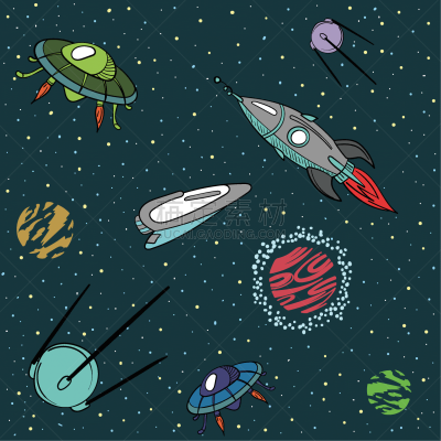 矢量,空间站,背景,不明飞行物,太空船,式样,星星,彩色图片,动画片,卫星