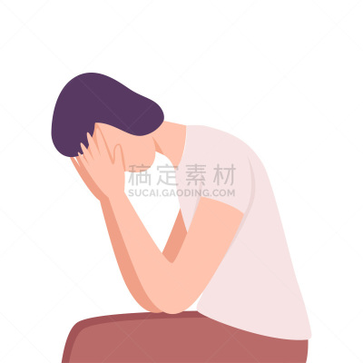 绘画插图,男人,矢量,手,沮丧,青年男人,性格,公寓,手蒙眼,挫败