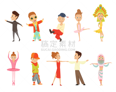 小的,舞蹈,舞者,小山羊,幸福,矢量,芭蕾舞,绘画插图,卡通,微笑