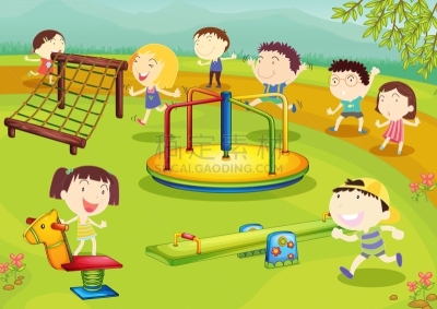 儿童,学校操场,进行中,矢量,童年,学生,风景,图像,跷跷板,户外