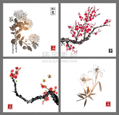 菊花,花朵,樱之花,百合花,烟灰墨,亚洲,创造力,自然,花