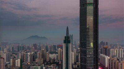 中国日以继夜深圳城市垂直全景 时差