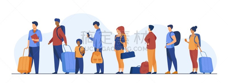 行李,旅行者,排队等,人群,旅途,家庭,手提箱,女人,酒店服务台,虚拟角色