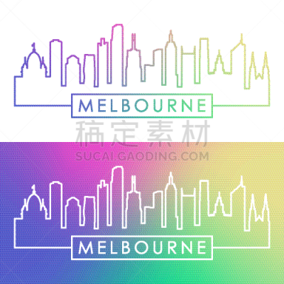 直的,墨尔本,城市天际线,轮廓,商务,房屋,摩天大楼,全景,图像,矢量