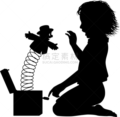 奇异小人玩具盒,轮廓,简单背景,图像,古典式,矢量,儿童,童年,欢乐,剪影