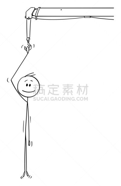 男商人,男人,矢量,悬挂的,卡通,起重机,吊钩,拿着,成年的