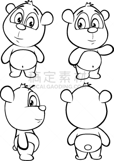 可爱的,绘画插图,轮廓,矢量,熊猫,动画片,掌上电子游戏,彩色书,设计,布置