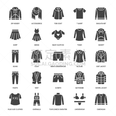 衣服,男人,符号,女人,平坦的,毛衣,衬衫,牛仔裤,毕业礼服