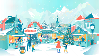 街市,传统节日,饮料,热,父母,雪,女人,儿童,报亭