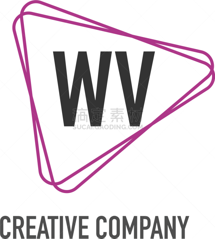 initial letter wv triangle design logo concept