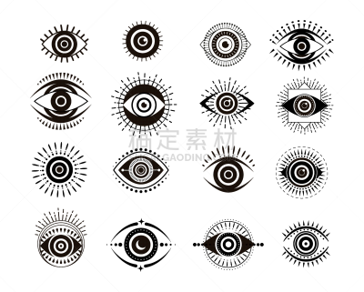 现代,人的眼睛,矢量,装饰物,绘画插图,极简构图,时髦的,想法,收集