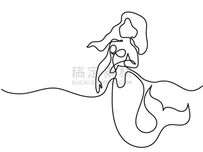 美人鱼,胶带,分离着色,轮廓,创造力,人,概念,直的,海洋,游泳
