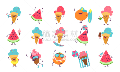 可爱的,贺卡,夏天,进行中,日光浴,标签,沙滩派对,性格,矢量,游泳