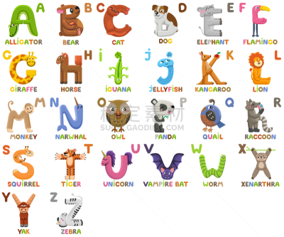 字母,字母表次序,动物,动物园,可爱的,单词,信函,野生动物,狗,英格兰