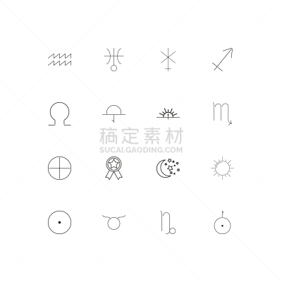 轮廓,直的,计算机图标,星座,水瓶座,图像,矢量,天王星,标志,日落