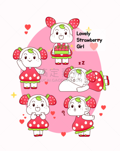 可爱的,动作,女孩,草莓,与众不同,五个人,蛋糕,女人,自然美,爱