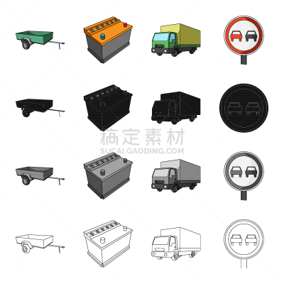 巨大的,电池,路,禁止的,卡车,拖车,货物集装箱,汽车,图像,拖运卡车
