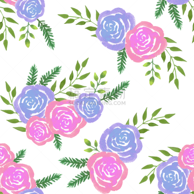 watercolor roses bouquet with pink roses and