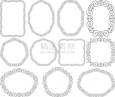 分离着色,创造力,华丽的,长方形,图像,古董,矢量,装饰,复古,剪影