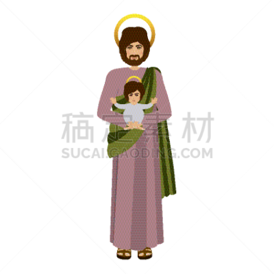 圣约瑟夫君,婴儿,耶稣降生,束腰外衣,父亲,新生活,络腮胡子