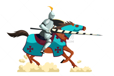 勇士,远古的,马,矢量,侍从,绘画插图,卡通,盾