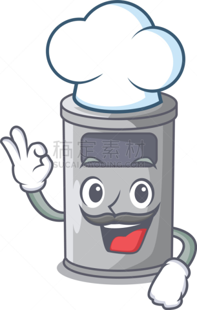 钢铁,垃圾筒,门,卡通,金属,可爱的,垃圾,性格,顺序,主厨